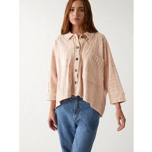 Free People Montauk Shirt Jacket Sweater Tie Dye Striped Button Up Tea Combo M